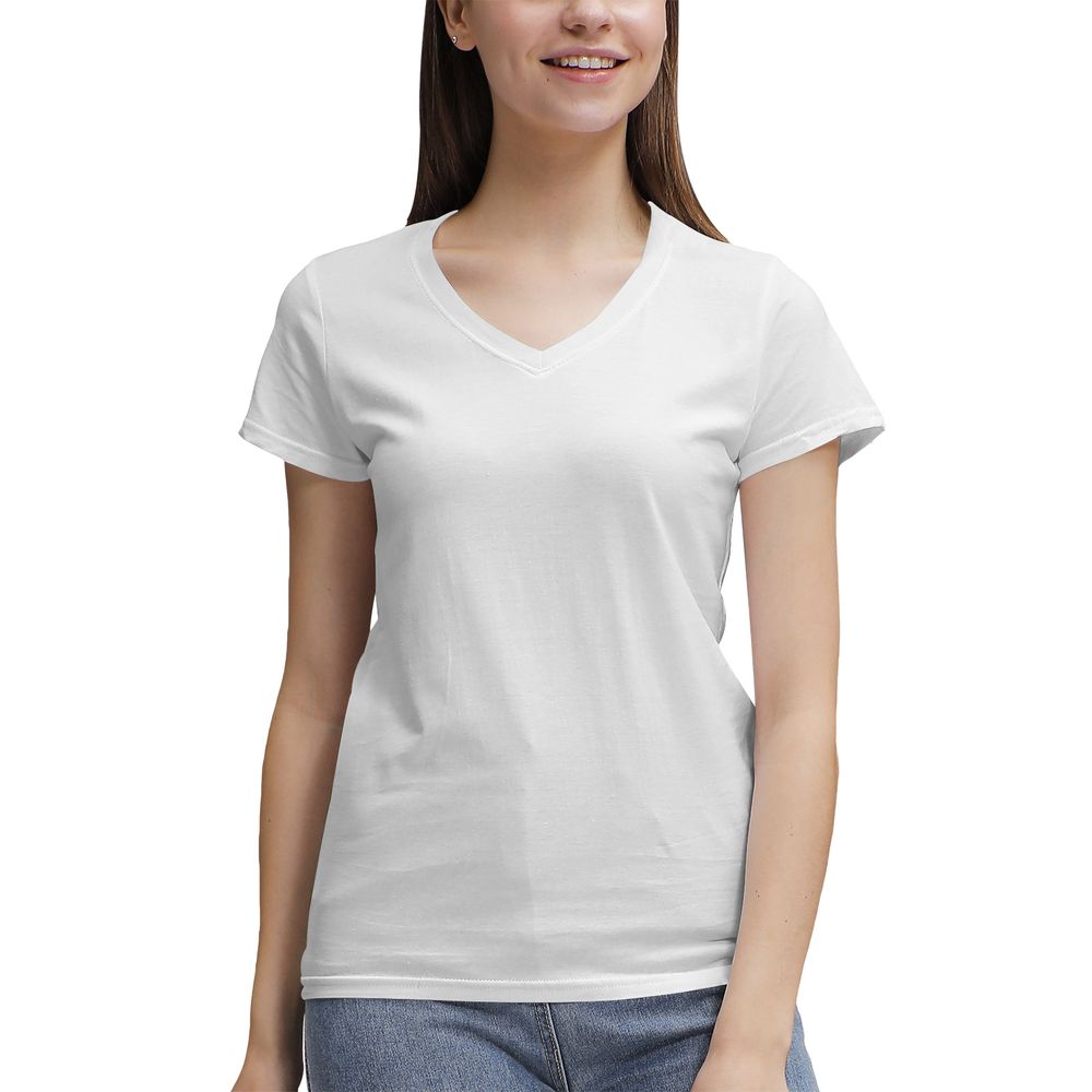 Women's 100% Cotton V‑Neck T‑shirt | Printy6