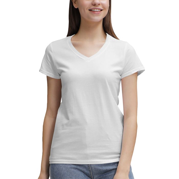 Women's 100% Cotton V‑Neck T‑shirt