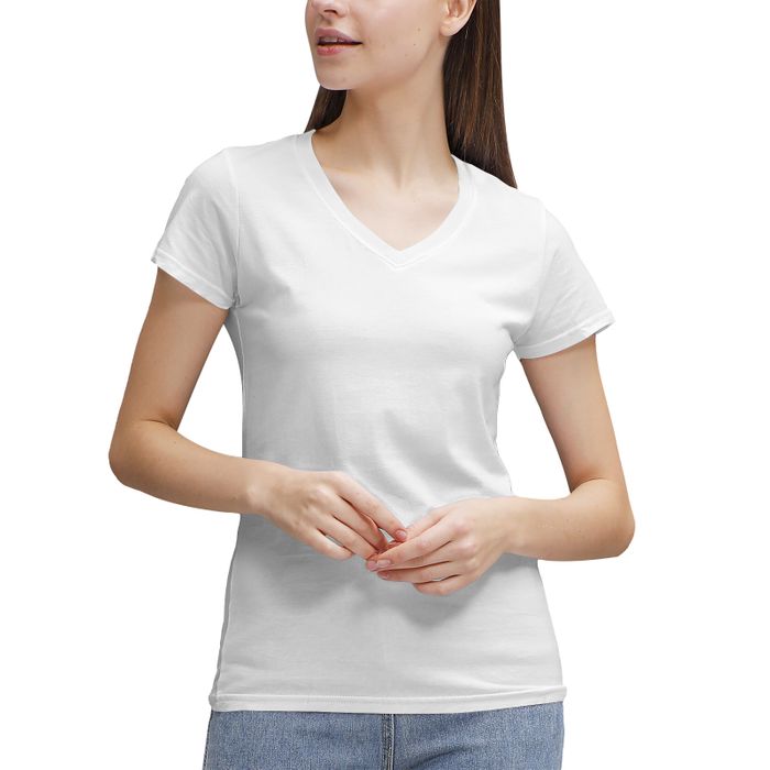 Women's 100% Cotton V‑Neck T‑shirt detail 2