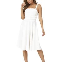 Sleeveless Square Neck Flare Hem Midi Dress 1