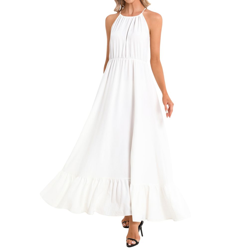 Ruffle Hem Halter Neck Maxi Dress 1