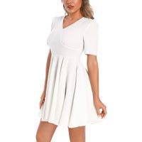 Short Sleeve Ruched Bust Flared Hem Dress 3