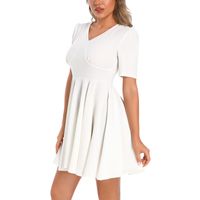 Short Sleeve Ruched Bust Flared Hem Dress 3