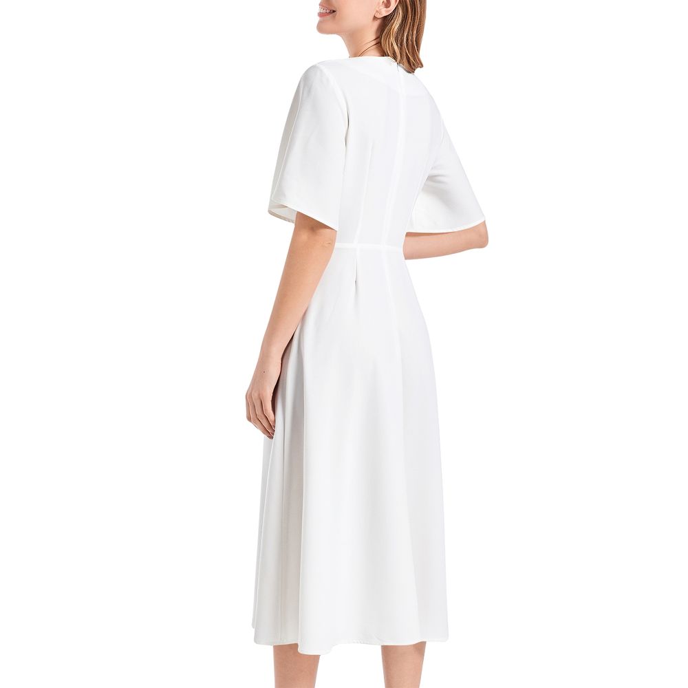 Short Sleeve Waist Folding Midi Dress | Printy6