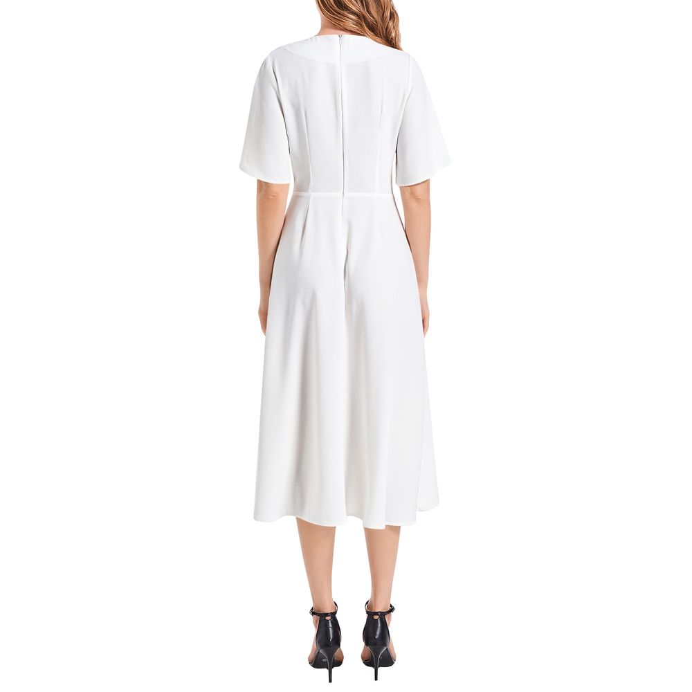 Short Sleeve Waist Folding Midi Dress | Printy6