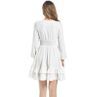 Long Sleeve Tiered Ruffle Hem Elastic Waist Mini Dress 4
