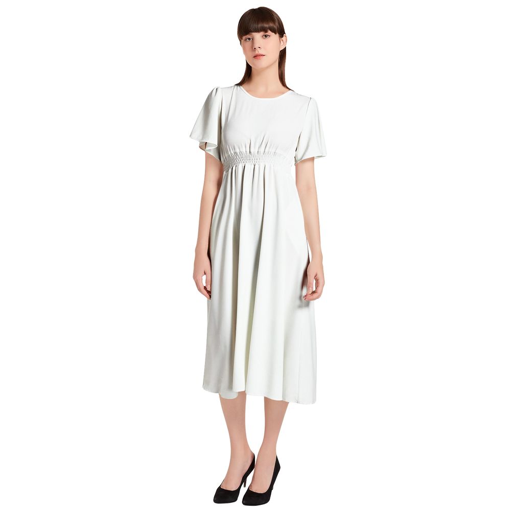 Short Sleeve Shirred Waist Midi Dress 2