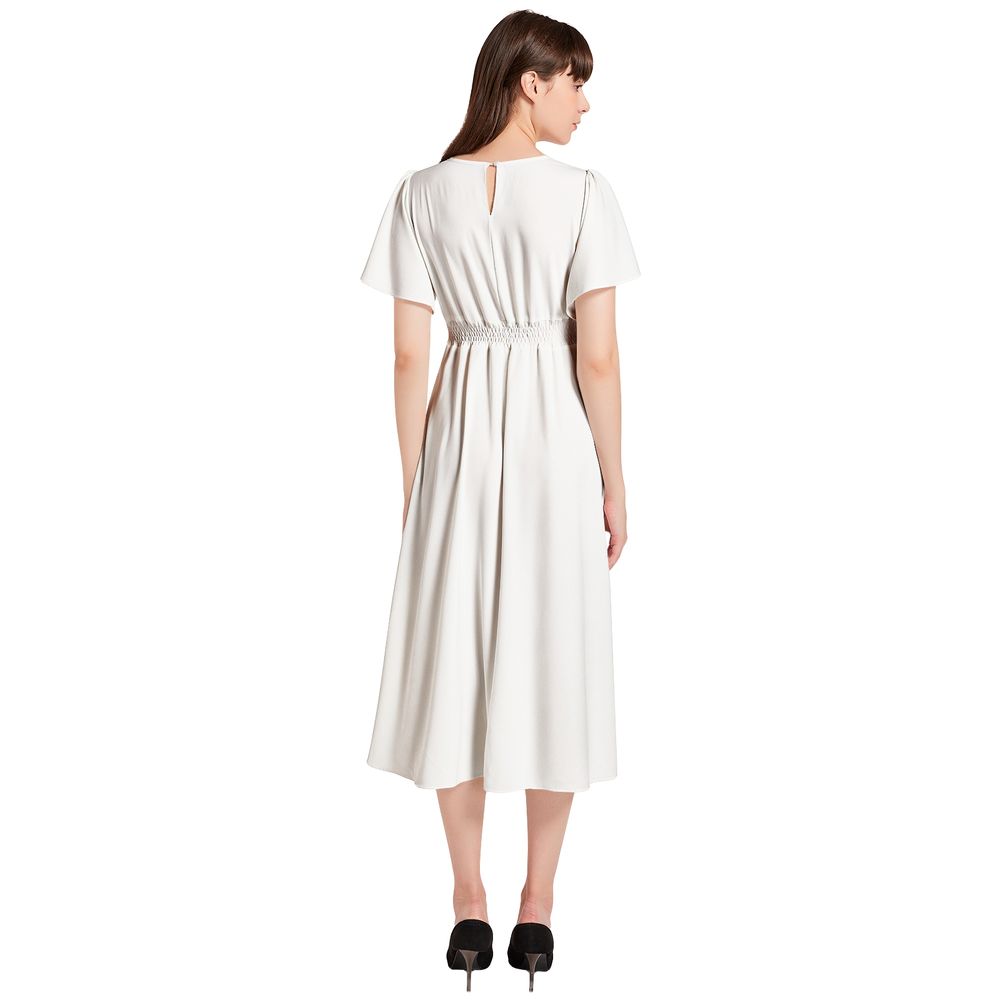 Short Sleeve Shirred Waist Midi Dress 4