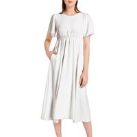 Short Sleeve Shirred Waist Midi Dress 1