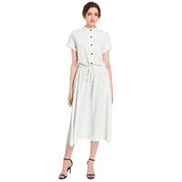 Drawstring Waist A-line Flared Midi Dress 1