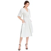 knee length dresses for ladies Teddi 'LBD' Empire Line Butterfly Sleeve Midi Dress
