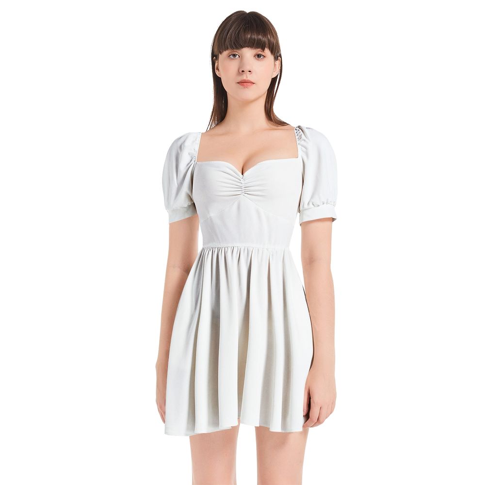 Puff Sleeve Sweetheart Neck Short Dress 1