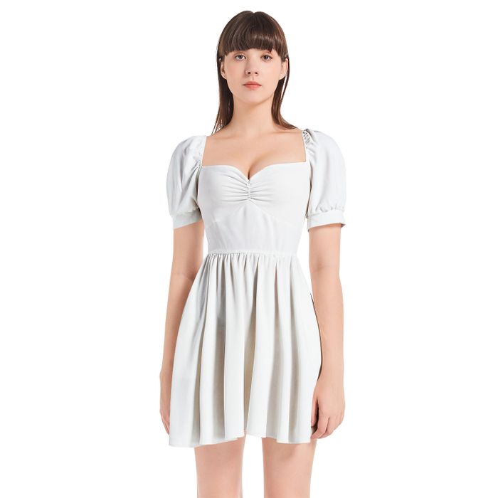 Puff Sleeve Sweetheart Neck Short Dress