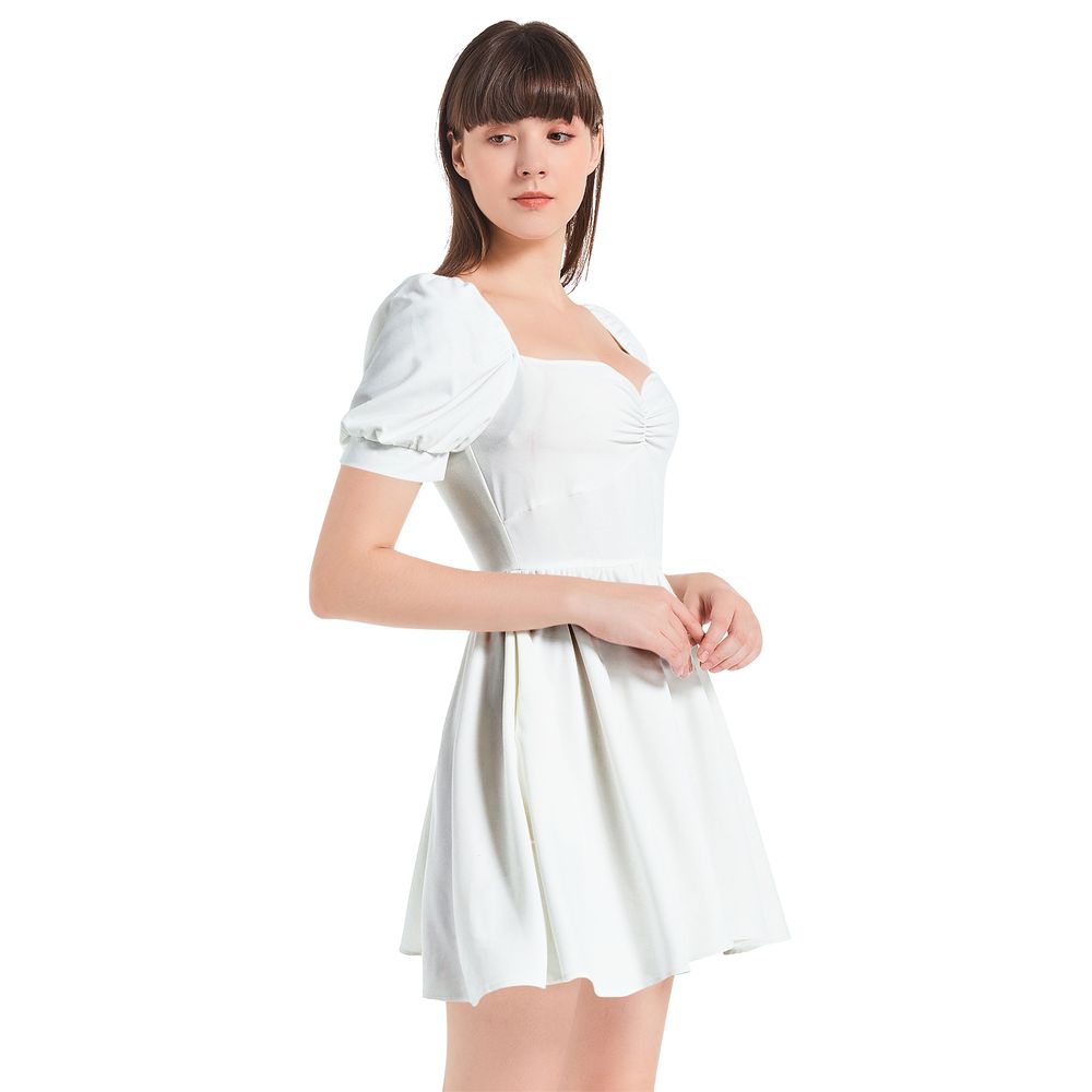 Puff Sleeve Sweetheart Neck Short Dress 2