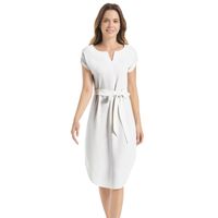 Notched Neck Belted Dress 1