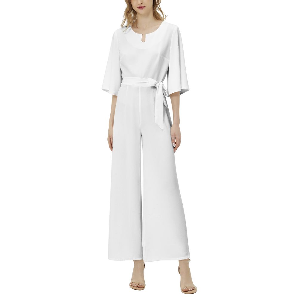 Dolman Sleeve Belted Wide Leg Jumpsuit 1