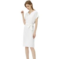Betwing Seleeve Notch Neck Casual Dress with Belt 2