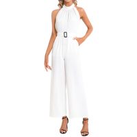 Halter Neck Buckle Belted Jumpsuit 1