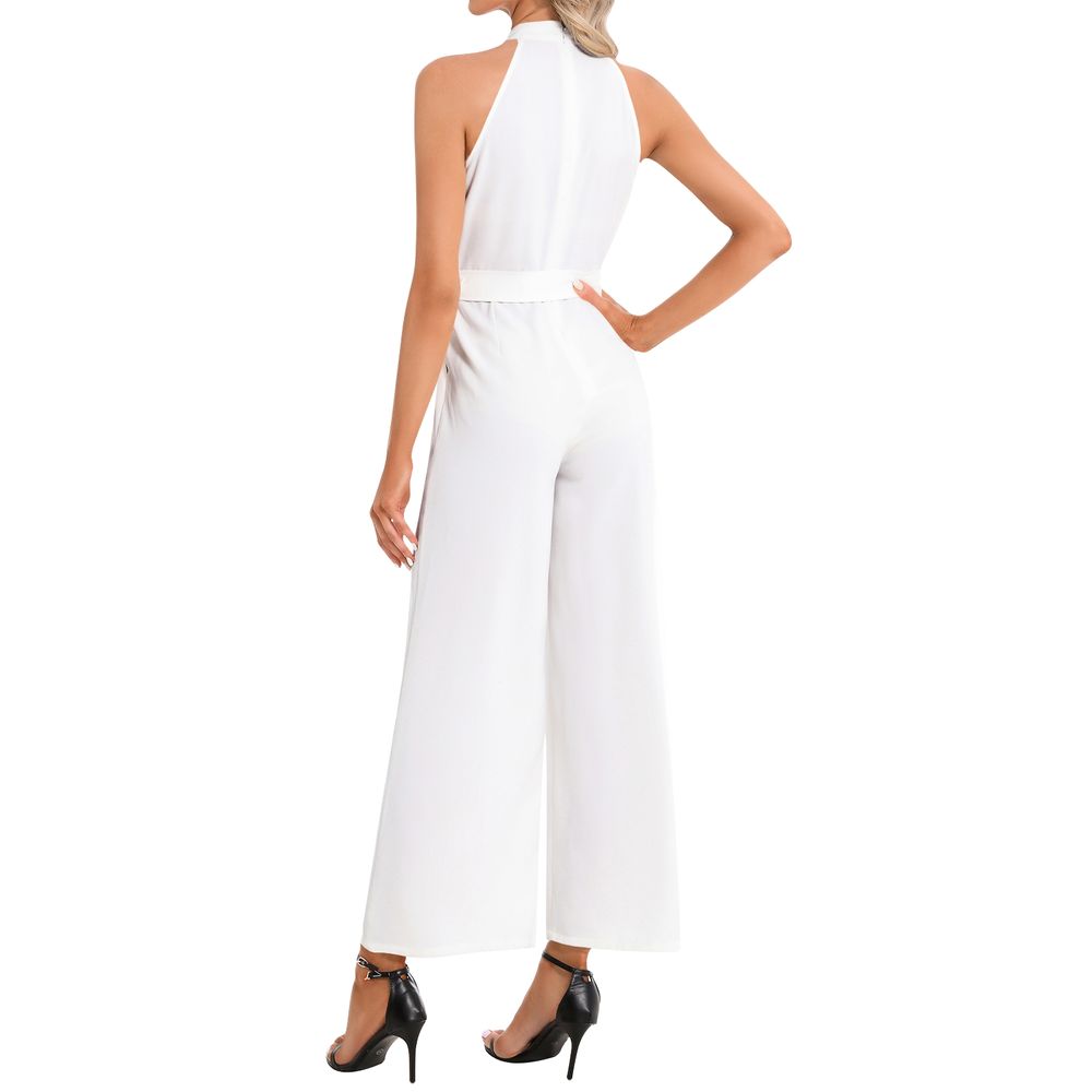 Halter Neck Buckle Belted Jumpsuit | Printy6