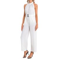 Halter Neck Buckle Belted Jumpsuit 2